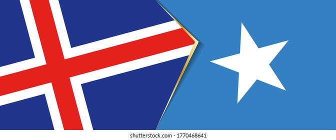 Iceland and Somalia flags, two vector flags symbol of relationship or confrontation.