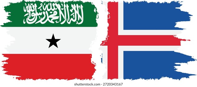 Conexión de banderas grunge de Islandia y Somalilandia, Vector