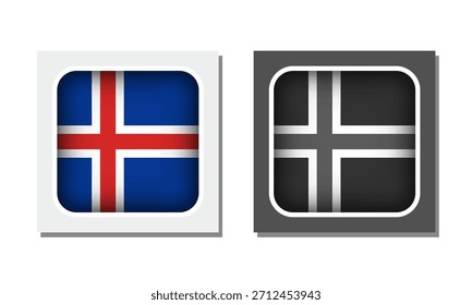 Iceland Square Rounded Flag Icon
