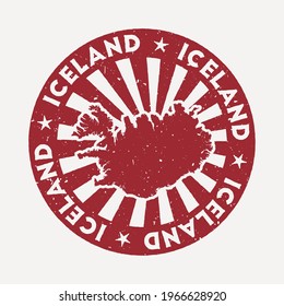 Iceland stamp. Travel red rubber stamp with the map of the country, vector illustration. Can be used as insignia, logotype, label, sticker or badge of Iceland.