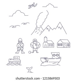 Iceland symbols set