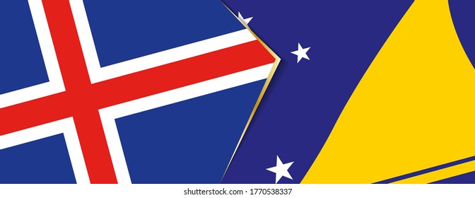 Iceland and Tokelau flags, two vector flags symbol of relationship or confrontation.