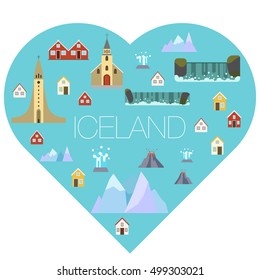 Iceland travel attraction in ice heart (love) Iceland showplace