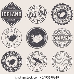 Iceland Travel Stamp Made In Product Stamp Logo Icon Symbol Design Insignia.