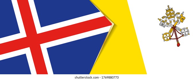 Banderas de Islandia y Ciudad del Vaticano, dos banderas vectoriales símbolo de relación o enfrentamiento.