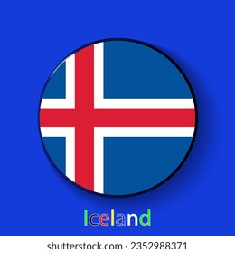 Iceland vector flag. Football europe 2024 tournament championship. Round badges of the country in the actual championship colors.