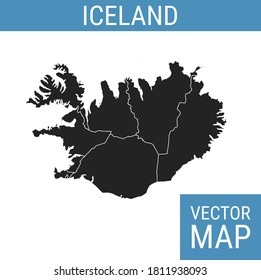 Island, Vektorgrafik mit Ländernamen, schwarz auf weißem Hintergrund.