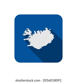 Iceland Vector Map Isolated on Blue square with long shadow