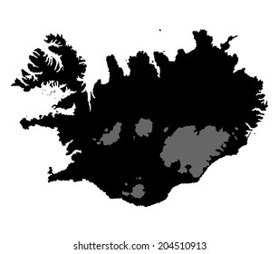 Iceland vector map silhouette isolated on white background. High detailed illustration.  