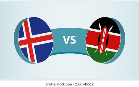 Iceland versus Kenya, team sports competition concept. Round flag of countries.