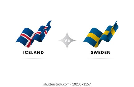 Iceland versus Sweden. Football. Vector illustration.