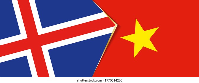 Iceland and Vietnam flags, two vector flags symbol of relationship or confrontation.