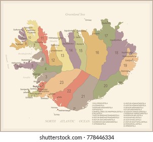 Iceland - vintage map and flag - High Detailed Vector Illustration