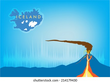 Iceland Volcanic Activity concept vector. Editable Clip Art.