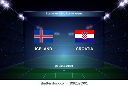 Iceland vs Croatia football scoreboard broadcast graphic soccer template