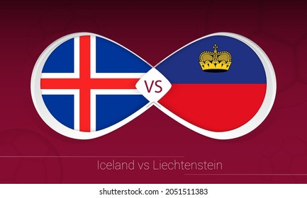 Iceland vs Liechtenstein in Football Competition, Group J. Versus icon on Football background. Vector illustration.