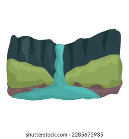 Isländische Wasserfall-Symbol-Cartoon-Vektorgrafik. Reiseplan. Nordische Reise