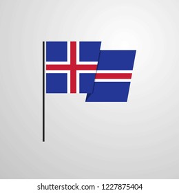 Iceland waving Flag design vector