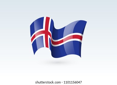 iceland waving flag vector icon, national symbol. Flag of iceland, fluttered in the wind - vector illustration isolated on white background.