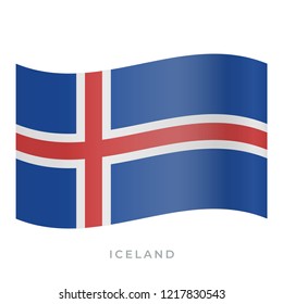 Iceland waving flag vector icon. National symbol of Iceland. Vector illustration isolated on white.