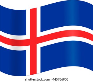 Iceland waving flag. Vector stock illustration