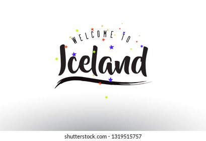 Iceland Welcome to Text with Colorful Balloons and Stars Design Vector Illustration.
