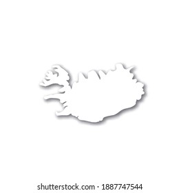 Iceland - white 3D silhouette map of country area with dropped shadow on white background. Simple flat vector illustration.