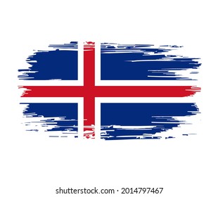 Fondo del pincel islandés de la bandera. Ilustración vectorial.
