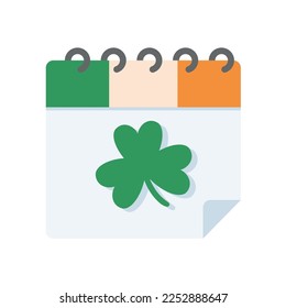 Icelandic flag calendar Reminder of Saint Patrick's Day with a Clover