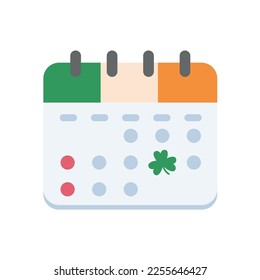 Icelandic flag calendar Reminder of Saint Patrick's Day with a Clover
