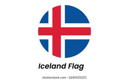 Icelandic Flag: Circular Design, Bold Red Cross on Blue