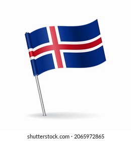 Icelandic flag map pointer layout. Vector illustration.
