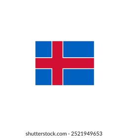 Icelandic Flag with Red Cross on Blue Background. Vector icon design.