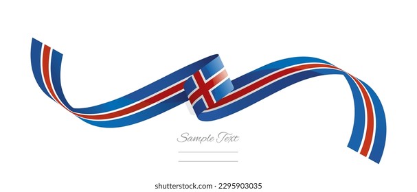 Isländische Flagge Band Vektorgrafik. Island-Flaggenband auf abstraktem Hintergrund einzeln auf weißem Hintergrund