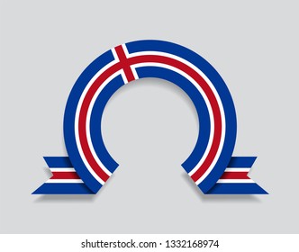 Icelandic flag rounded ribbon abstract background. Vector illustration.