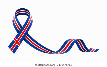 Icelandic flag stripe ribbon wavy background layout. Vector illustration.