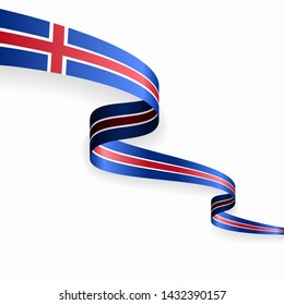 Icelandic flag wavy abstract background. Vector illustration.