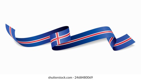Icelandic flag wavy abstract background. Vector illustration.