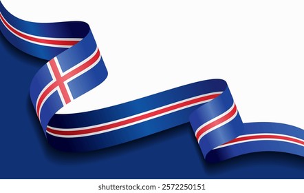 Icelandic flag wavy abstract background. Vector illustration.