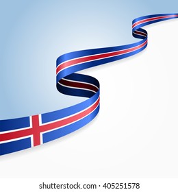 Icelandic flag wavy abstract background. Vector illustration.