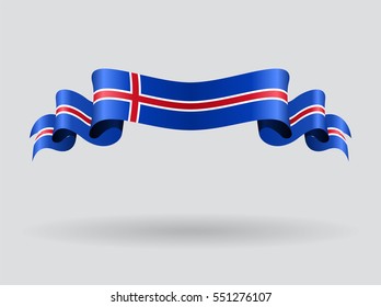 Icelandic flag wavy abstract background. Vector illustration.