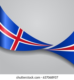 Icelandic flag wavy abstract background. Vector illustration.