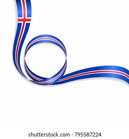 Icelandic flag wavy abstract background. Vector illustration.