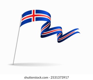 Icelandic flag wavy background layout. Vector illustration.