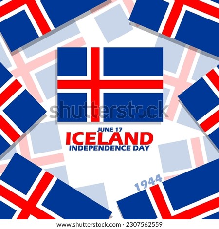 Icelandic flags with bold text on a white background to commemorate Iceland Independence Day on June 17