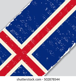 Icelandic grunge flag diagonal background. Vector illustration.