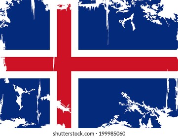Icelandic grunge flag. Vector illustration. Grunge effect can be cleaned easily.