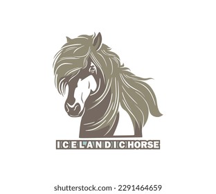 ICELANDIC HORSE HEAD LOGO, silhouette of great face from smart pony horse vector illustrations