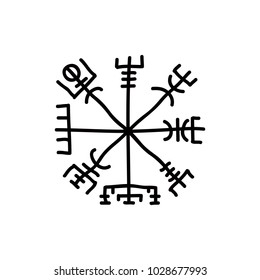 Icelandic magic runic sign (Vegvisir), doodle icon