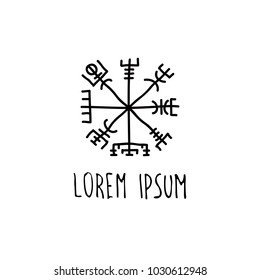 Icelandic magic runic sign (Vegvisir), doodle icon